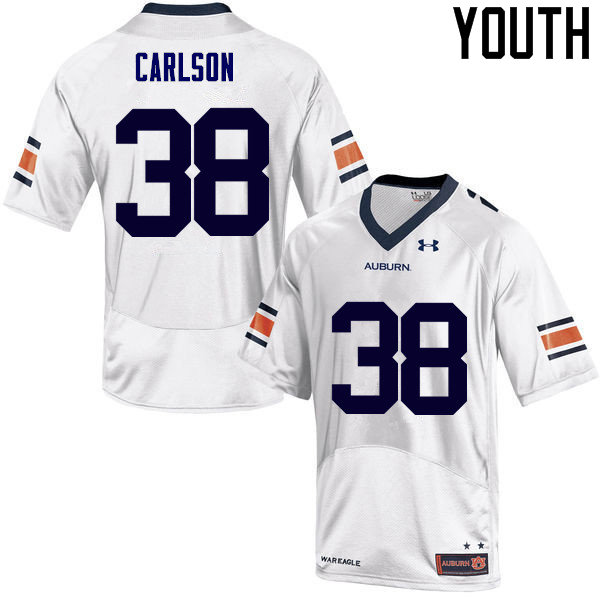 Youth Auburn Tigers #38 Daniel Carlson White College Stitched Football Jersey